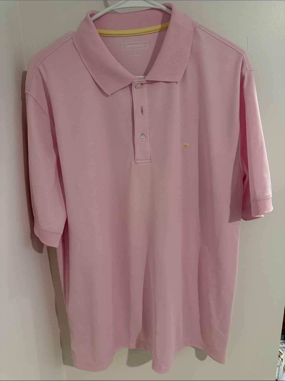 crown & ivy Men's Light Pink Polo Shirt